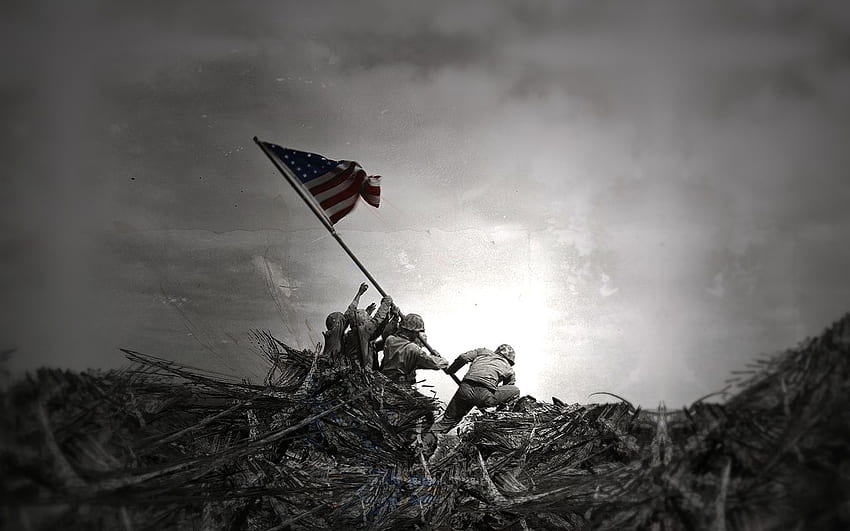 Iwo Jima Flag Raising, American Flag Soldier HD wallpaper