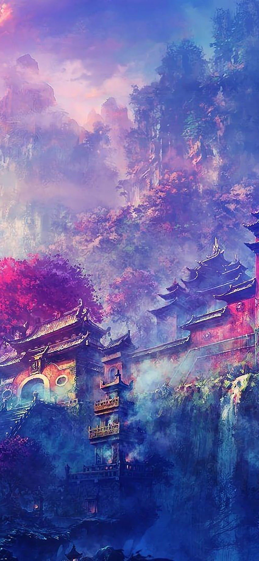 Buddha Oriental Castle Scenery Anime, Buddhism HD phone wallpaper