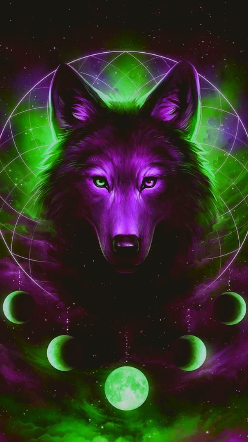 Galaxie du loup noir, loups violets Fond d'écran de téléphone HD