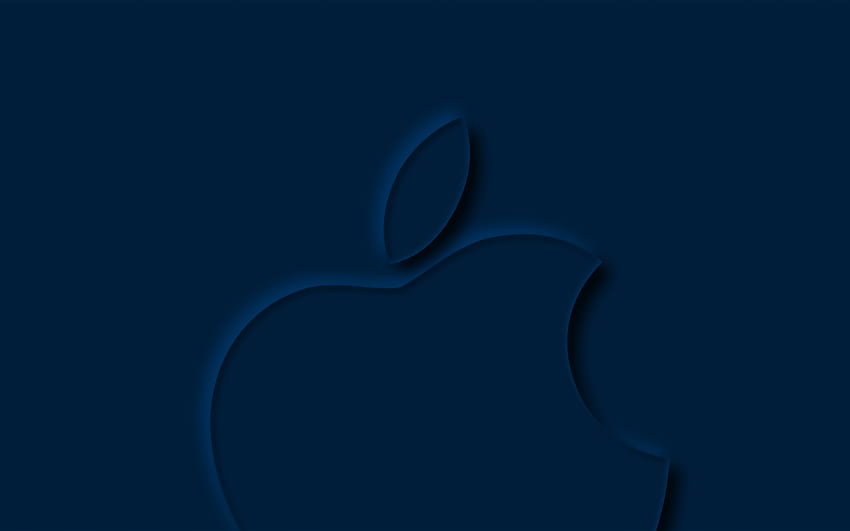 Logo biru Apple, kreatif, minimal, latar belakang biru, logo Apple 3D, minimalis Apple, logo Apple, Apple Wallpaper HD