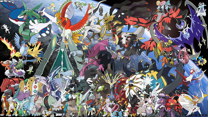 Alle glänzenden legendären Pokémon HD-Hintergrundbild