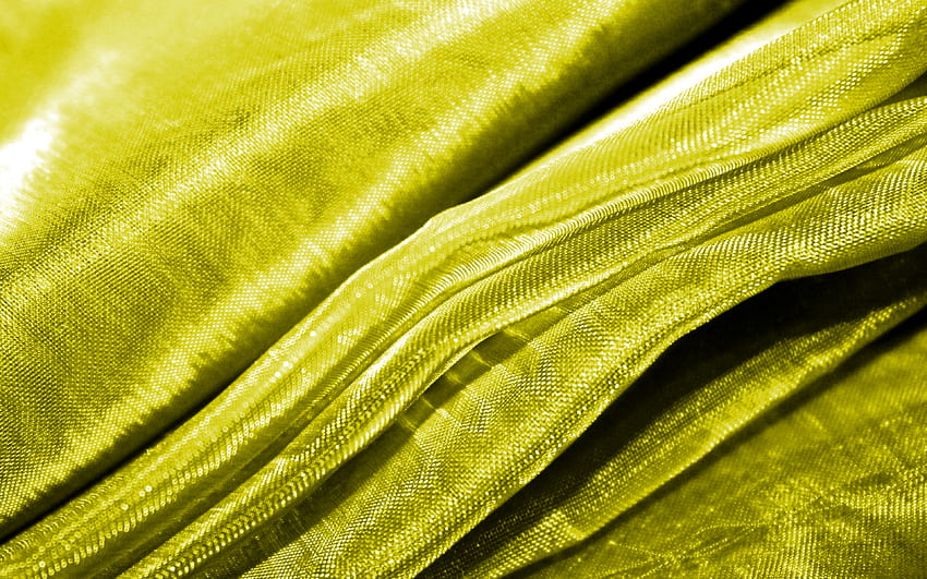 yellow wavy fabric background, , wavy tissue texture, macro, yellow textile, fabric wavy textures, textile textures, fabric textures, yellow backgrounds, fabric backgrounds HD wallpaper