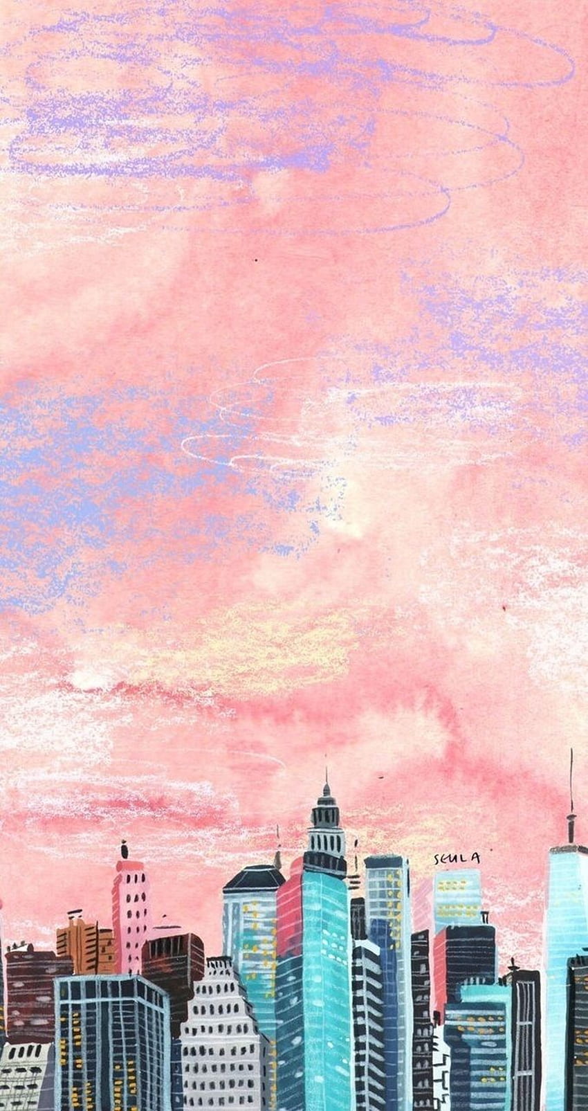 Pink city HD phone wallpaper
