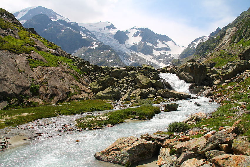 Switzerland Susten Pass Creek Nature Mountains HD wallpaper