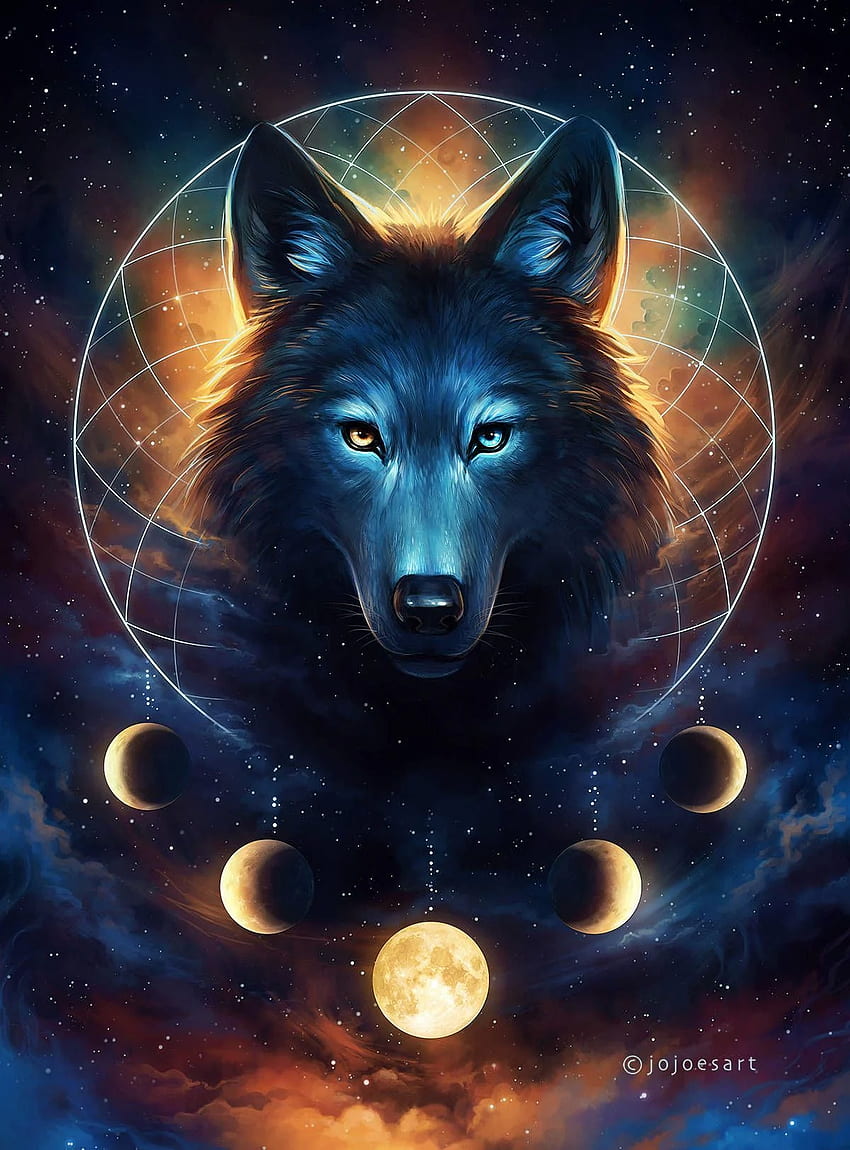 Dream Catcher - Cetak Seni Tertanda - Fantasy Wolf Moon Dreamcatcher wallpaper ponsel HD