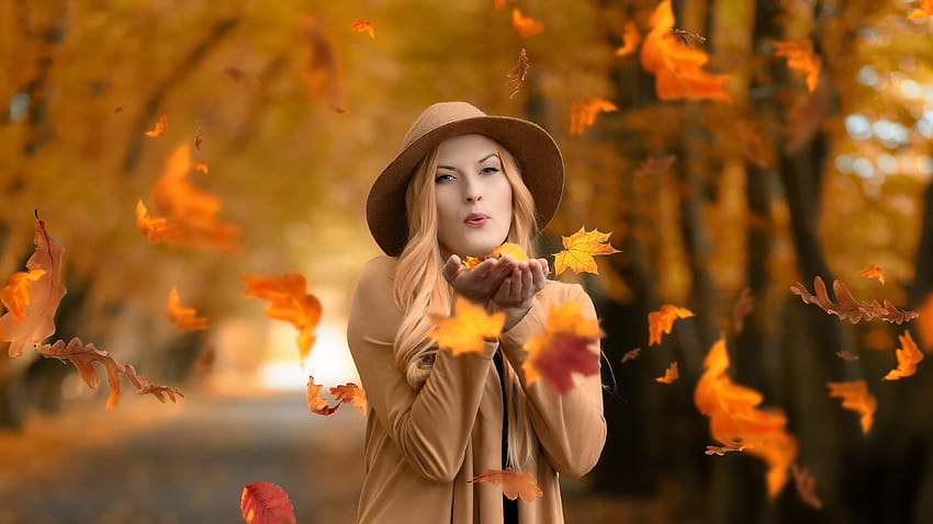 Fall Leaves, autumn, lady, leaves, fall HD wallpaper | Pxfuel