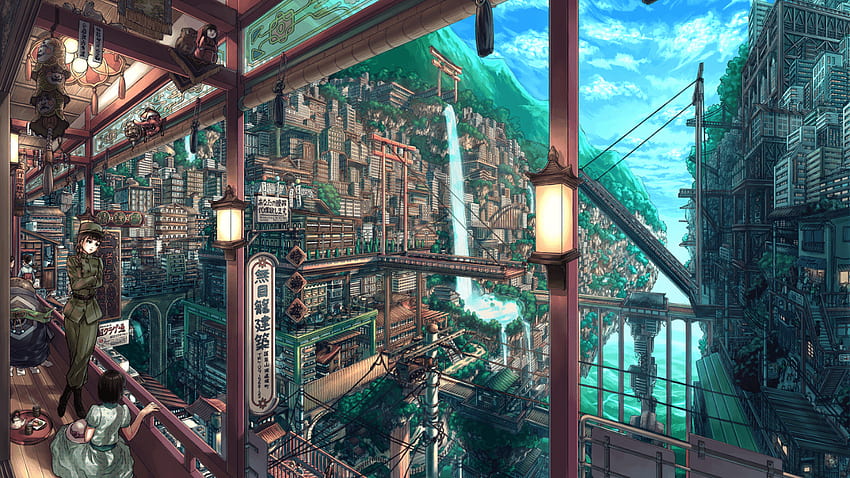 Breathtaking, Town Scenery Anime HD wallpaper