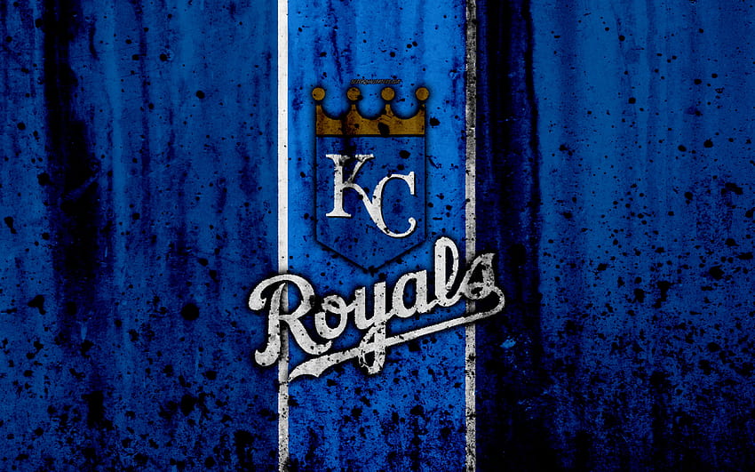 Kansas City Royals, Grunge, Baseball Club, MLB, Amerika, USA, Major League Baseball, Steinstruktur, Baseball für mit Auflösung. Gute Qualität HD-Hintergrundbild