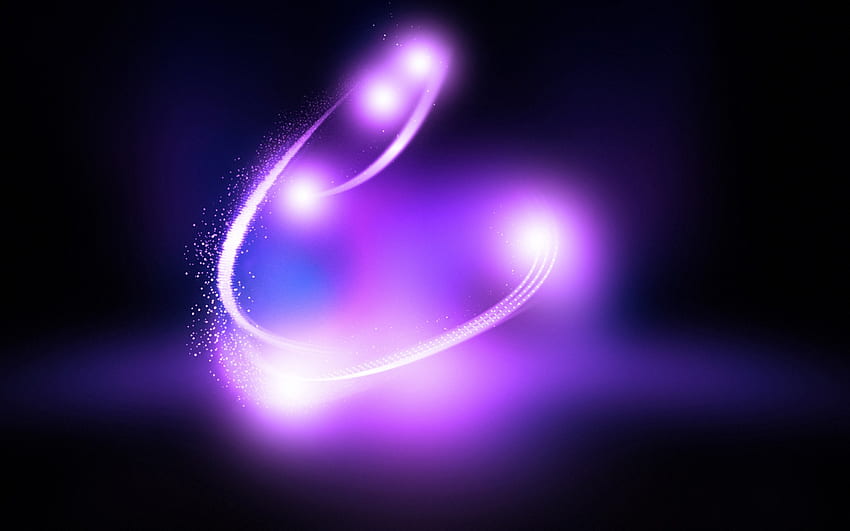 Hier violet, violet, particules de lumière, noir, abstrait, traînées de lumière, lueur violette, boules de lumière, lumière en mouvement Fond d'écran HD