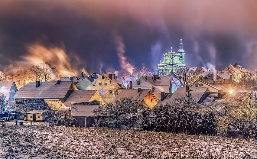 Winter evening (Poland) by Piotr J - 94369867 / 500px. , Beautiful , Landscape HD wallpaper