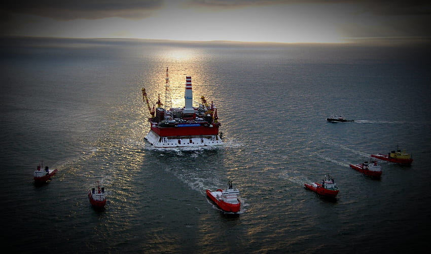 Morze, ocean, ropa, platforma, statek, tankowiec - platforma wiertnicza - Tapeta HD