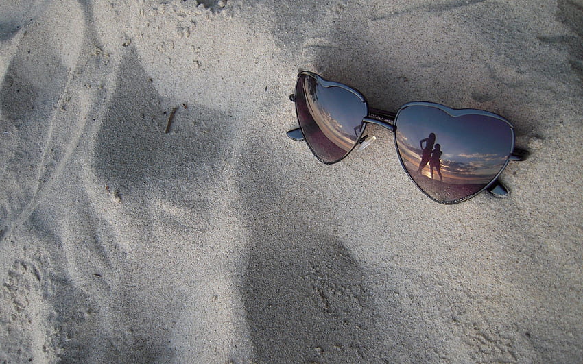 Sand, Reflection, , , Glasses, Spectacles HD wallpaper