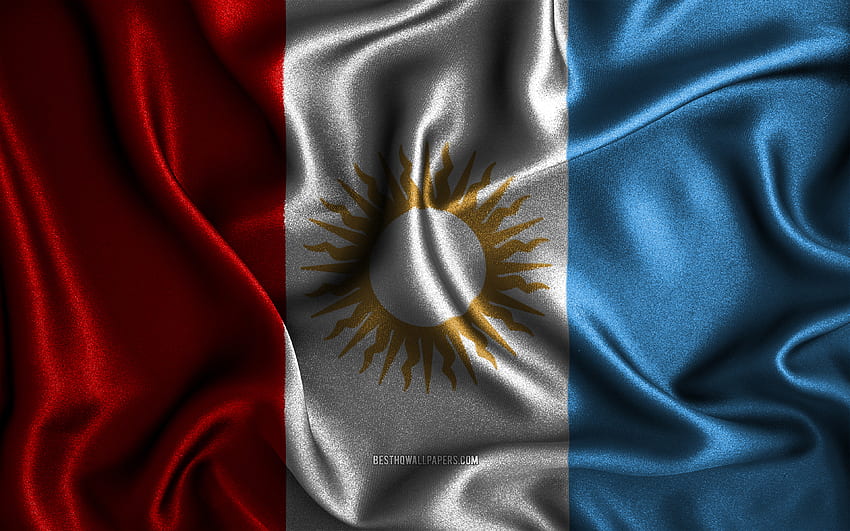 Cordoba flag, , silk wavy flags, Argentine provinces, Day of Cordoba, fabric flags, Flag of Cordoba, 3D art, Cordoba, Provinces of Argentina, Cordoba 3D flag, Argentina HD wallpaper