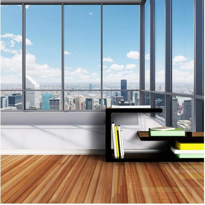Xbwy 3D голям персонализиран офис прозорец, изглед на сграда, 3D стенописна ролка за декорация на всекидневна, 400X280 см: Мебели и декор HD тапет за телефон
