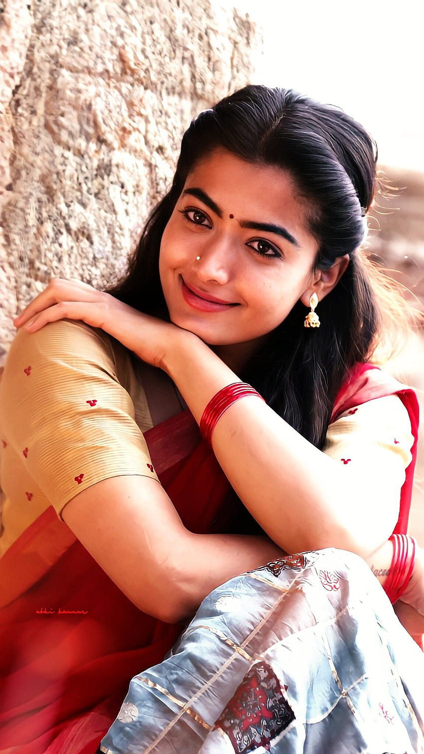 Rashmika mandanna, aktris telugu, kecantikan saree wallpaper ponsel HD