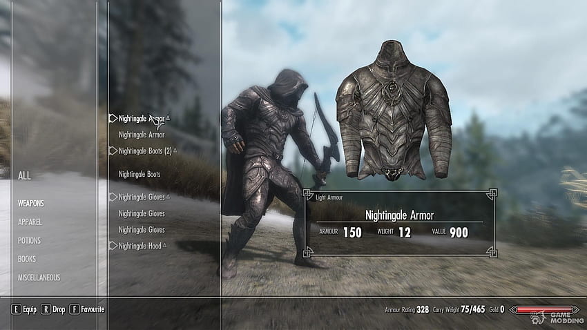 Craftable Nightingale Armor and Bow for TES V: Skyrim HD wallpaper