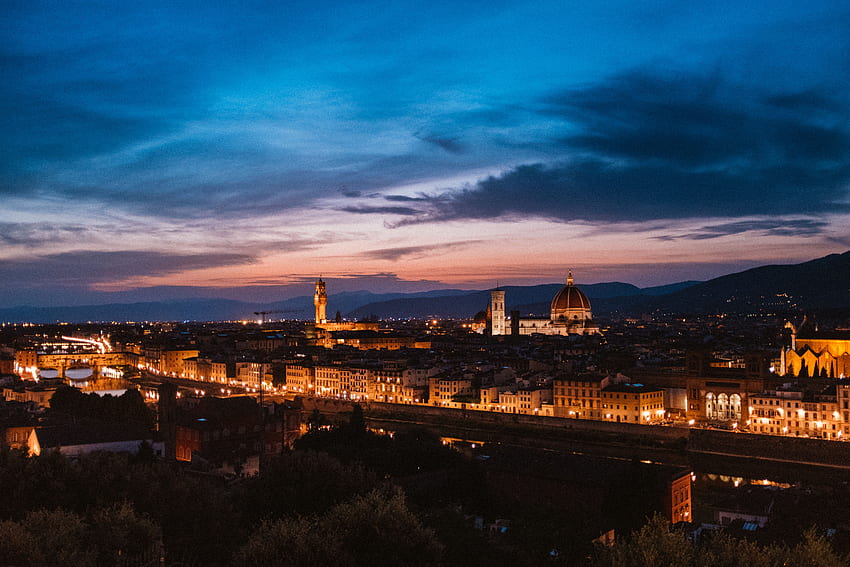 Cities, Italy, View From Above, Night City, Florence HD wallpaper