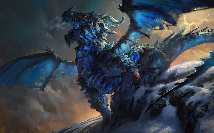 Dragon, wings, luminos, fantasy HD wallpaper