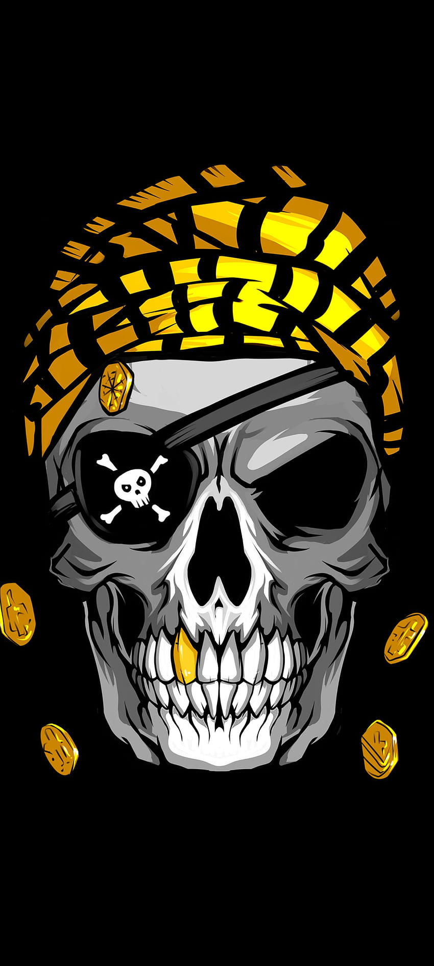 Pirate Skull Gold Resolution , Minimalist , , and Background, 1440x3200 HD phone wallpaper