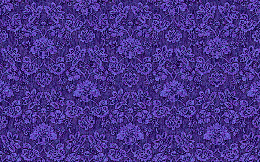arrière-plan vintage violet, motifs floraux 3D, ornements floraux, motif floral vintage, arrière-plan avec ornements, textures 3D, motifs floraux, arrière-plans violets Fond d'écran HD