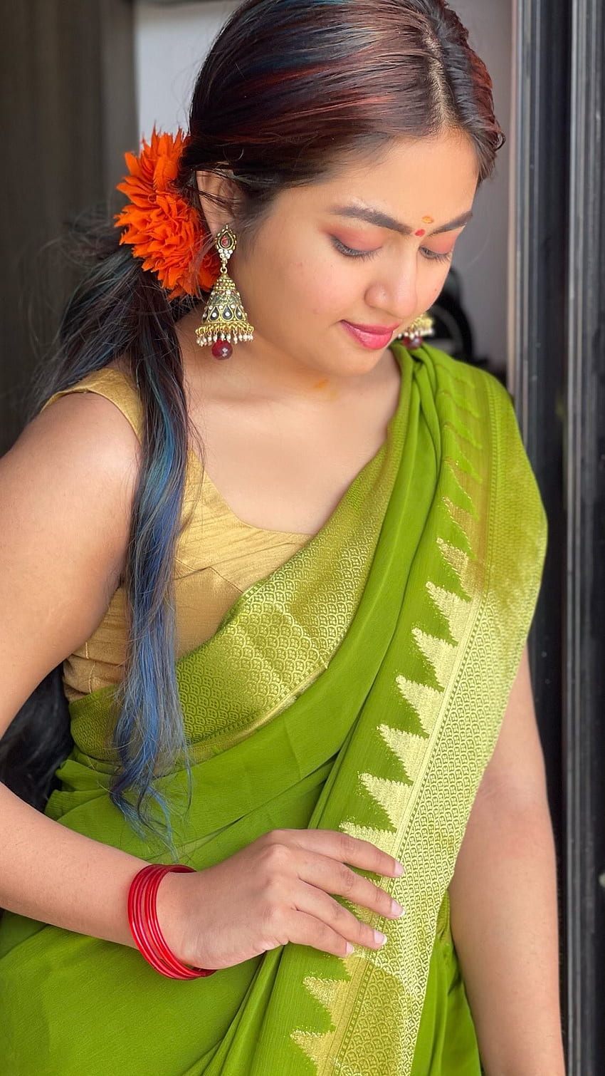 Shalin zoya, model, saree beauty HD phone wallpaper