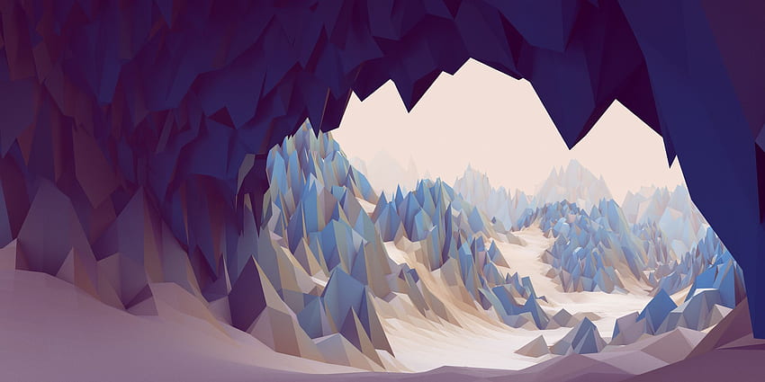 Grotte à faible polygone. . Low Poly, Polygone Paysage Fond d'écran HD
