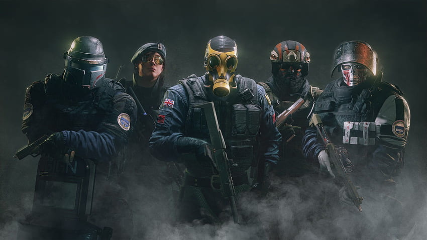 Five men with wearing military battle gears . HD wallpaper