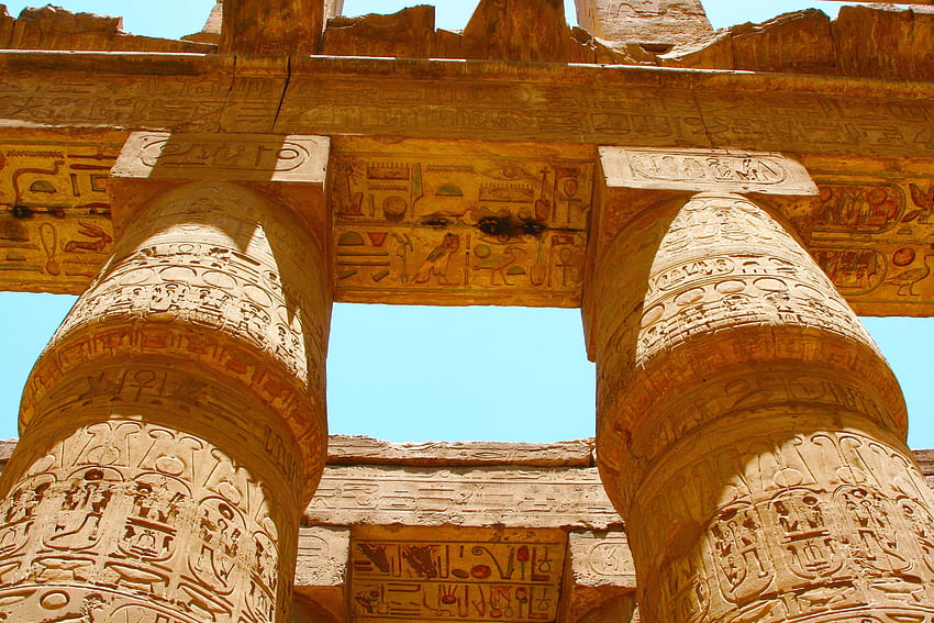 stock of ancient, blue sky, carnac, Karnak Egypt HD wallpaper