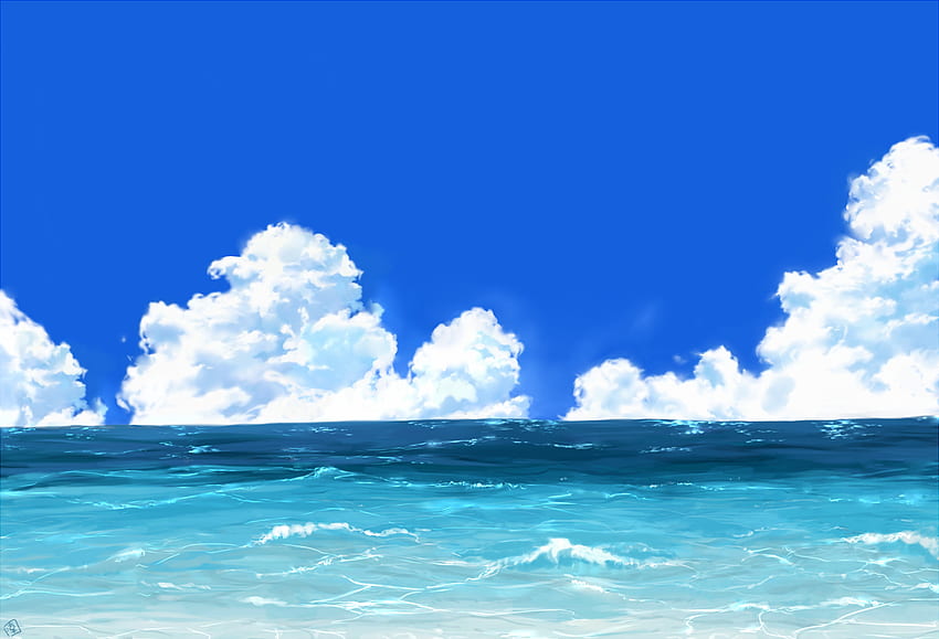 Download Aesthetic Anime Scenery Of Ocean Waves Wallpaper | Wallpapers.com-demhanvico.com.vn