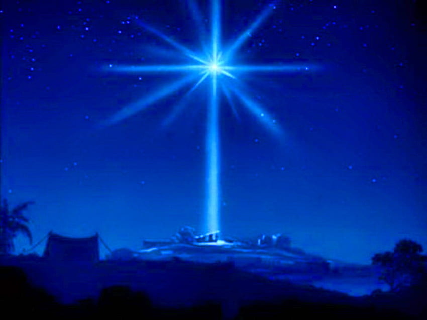 Tis the night -, nacht, blau, licht, stadt, himmel, weihnachtsstern HD-Hintergrundbild