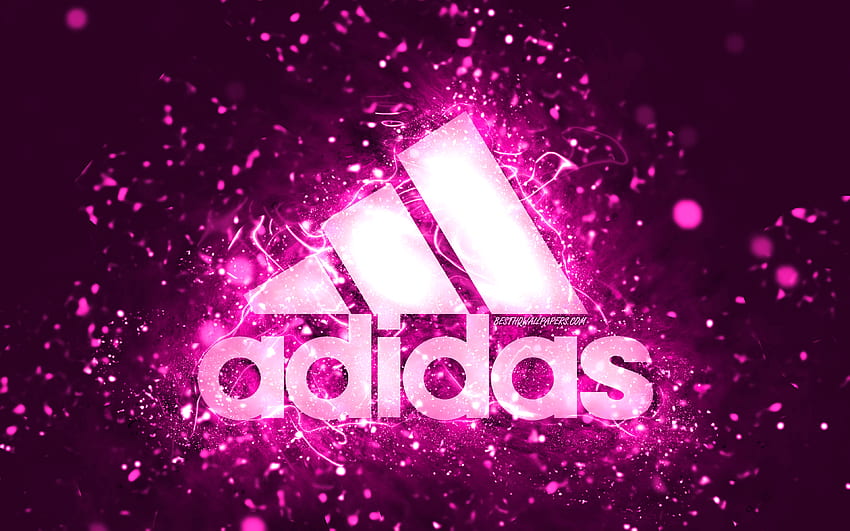 Adidas purple logo, , purple neon lights, creative, purple abstract background, Adidas logo, brands, Adidas for with resolution . High Quality HD wallpaper
