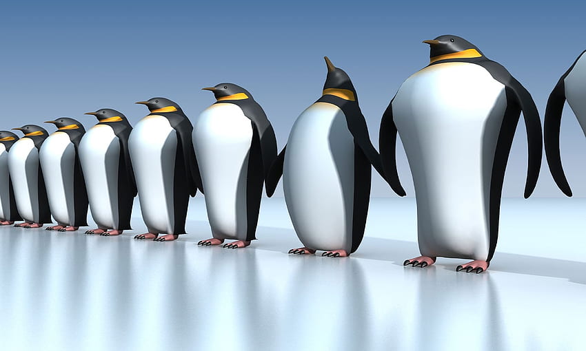Pinguino Guardia d'Onore Murale, Pinguino Arte Sfondo HD