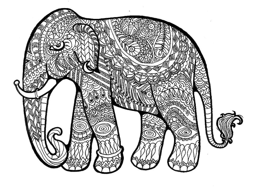 HWFD - Zentangle Elephant Adult สำหรับสัตว์ Zentangle วอลล์เปเปอร์ HD