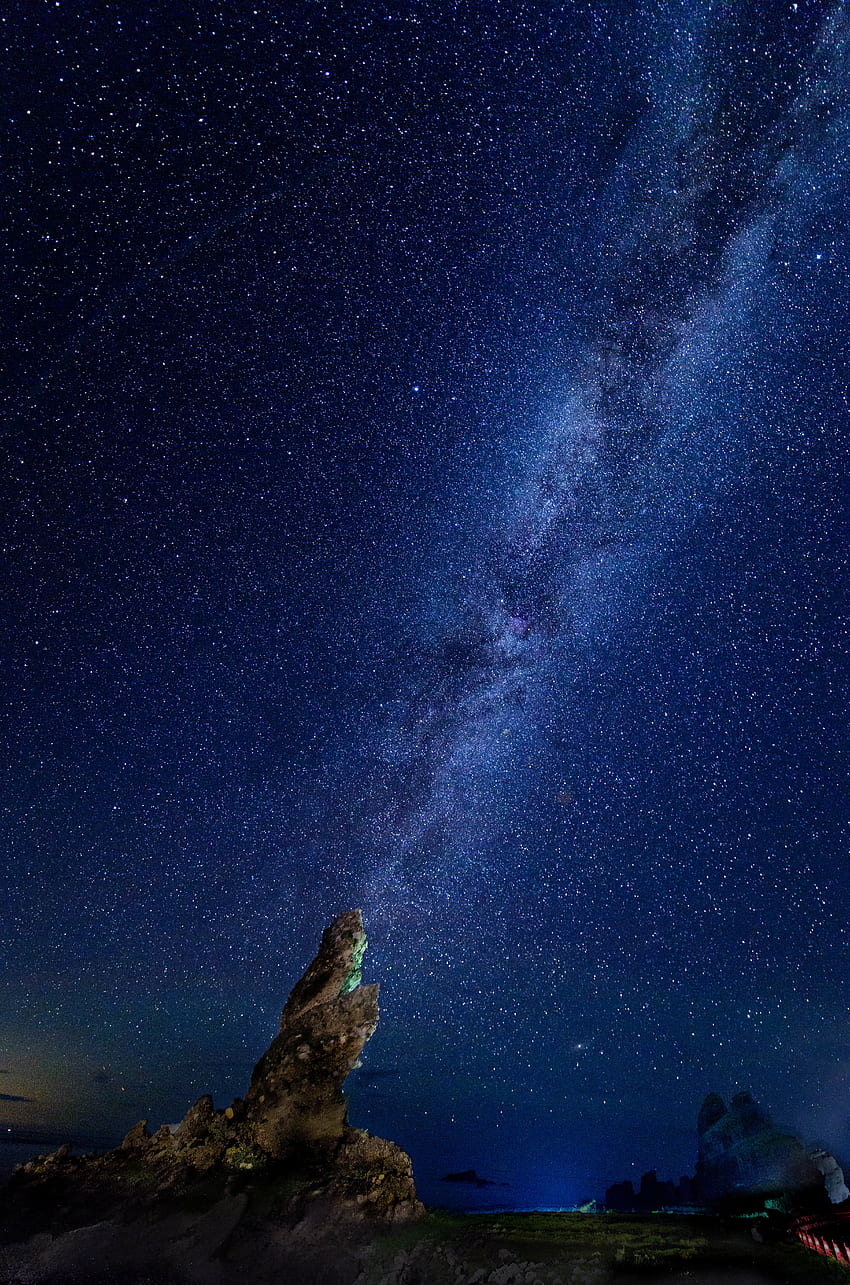 Naturaleza, Noche, Rocas, Cielo estrellado, Vía Láctea fondo de pantalla del teléfono