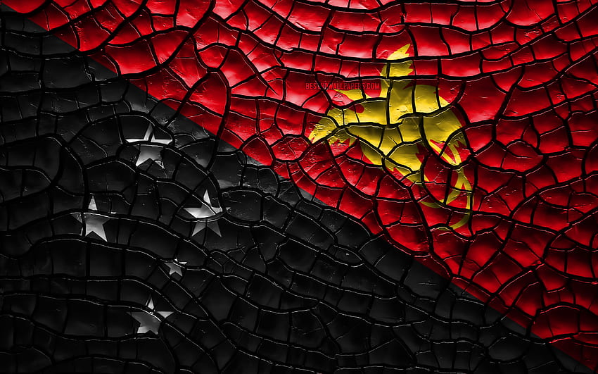 Flag of Papua New Guinea, , cracked HD wallpaper