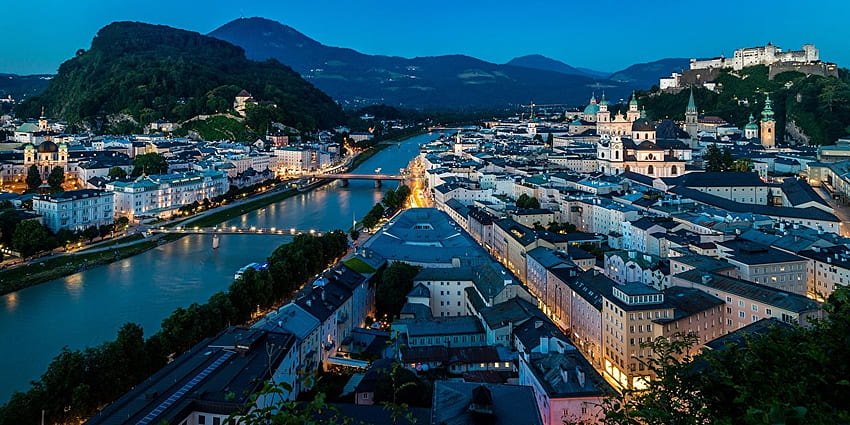 Salzburg Austria Evening Cities Building HD wallpaper