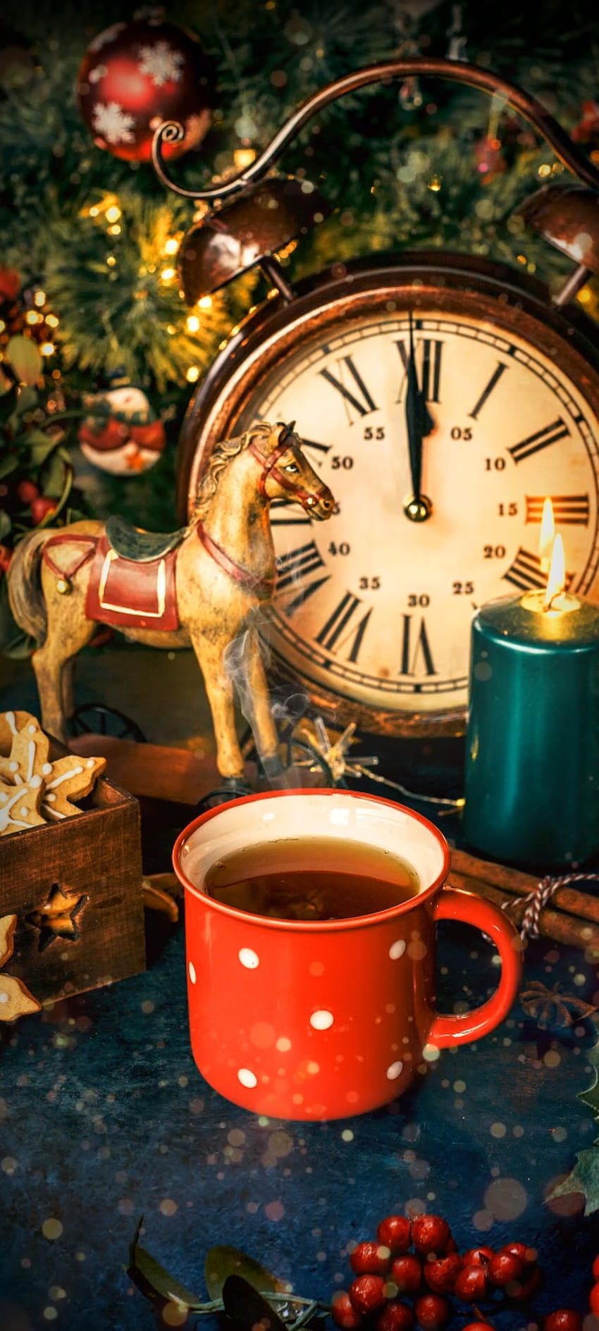 Warm Winter Cocoa, horse, tea, Hours, Premium, Clock, Coffee HD phone wallpaper