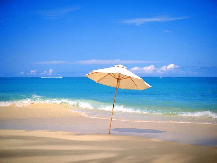 Coastal Holiday Sand Beach, ensoleillé, tropical, parasol, chaud, plage, été, parasol, chaleur, nature, chaud, soleil Fond d'écran HD