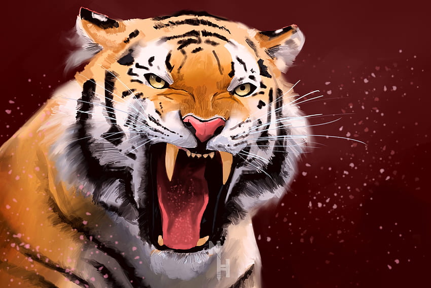 Art, Aggression, Grin, Predator, Tiger HD wallpaper