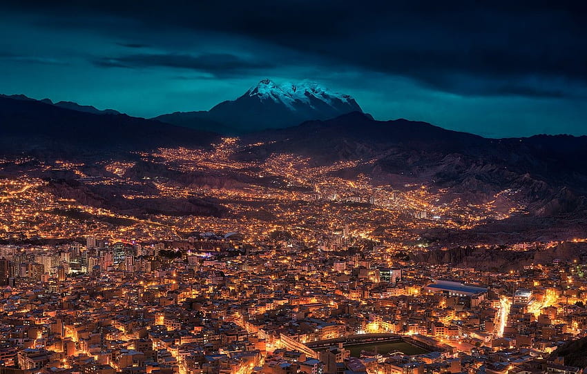 noite, a cidade, Bolívia, La Paz para , seção город papel de parede HD