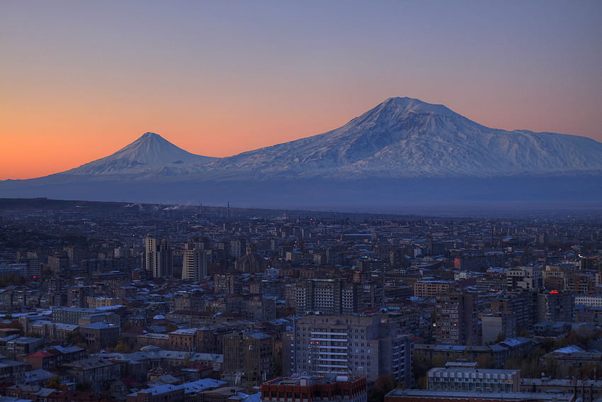 아르메니아, 예레반, 도시, 산, 경치, 집, Ararat, - 배경 HD 월페이퍼