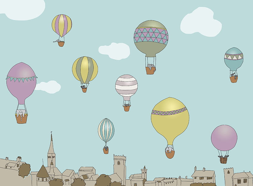 Kaufen Sie Luftballons-Wander für Kinder für 35,00 £ pro Quadratmeter. Kinderzimmer, Pastell Ballon HD-Hintergrundbild