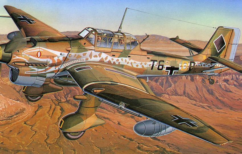 Guerra, Arte, Avión, Pintura, Aviación, Segunda Guerra Mundial, Junkers Ju87R 2 Stuka 