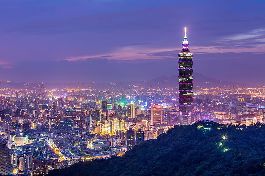 Taiwan China Megapolis Night Cities HD wallpaper
