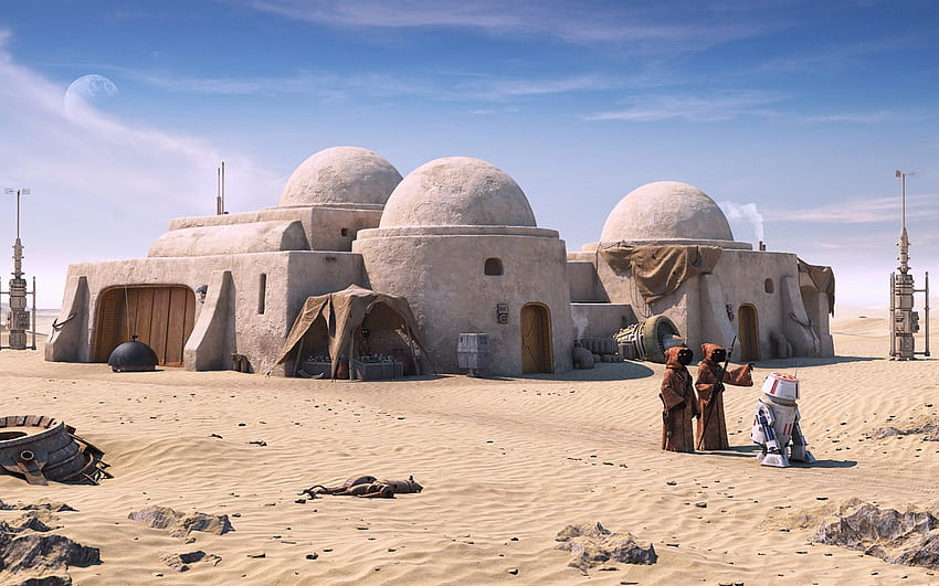 Star Wars, Tatooine, หุ่นยนต์, ทะเลทรายเต็มรูปแบบ วอลล์เปเปอร์ HD