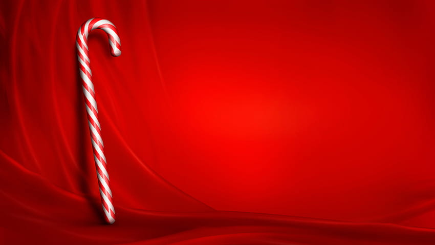Christmas Red Background with Candy Cane HD wallpaper