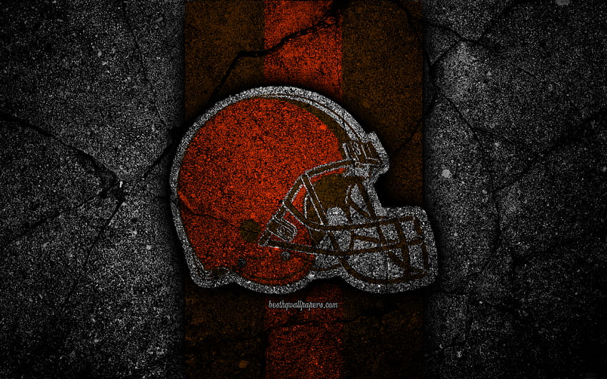 Cleveland Browns, logo, black stone, NFL, american football, USA ...