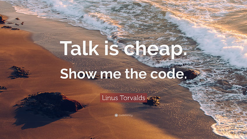 Linus Torvalds kutipan: “Bicara itu murah. Tunjukkan padaku kodenya.” Wallpaper HD