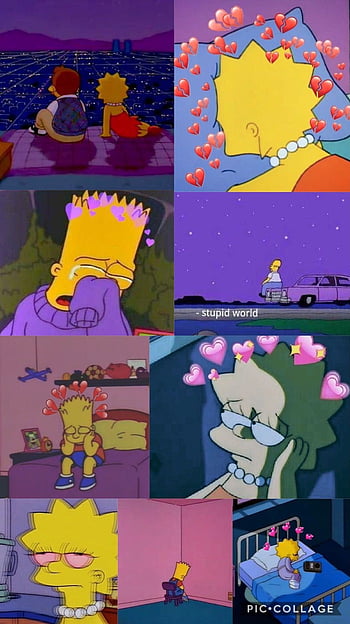 bart and lisa simpson sad edit aesthetic profile picture wallpaper