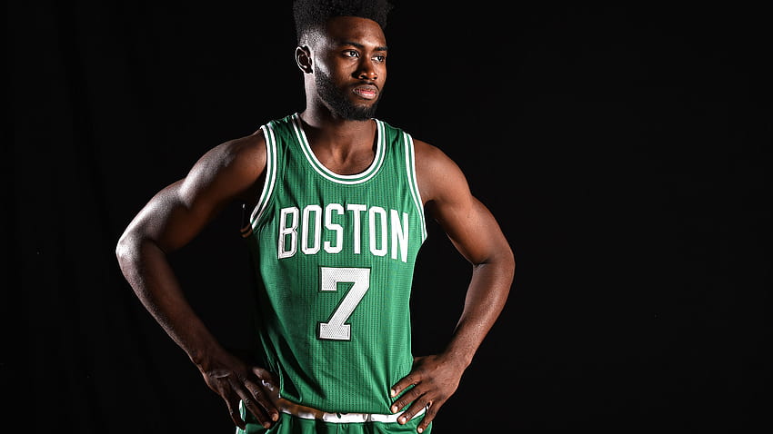 Jaylen Brown Is Wearing Green Sports Dress Standing In Dark Background Boston Celtics Sports HD wallpaper